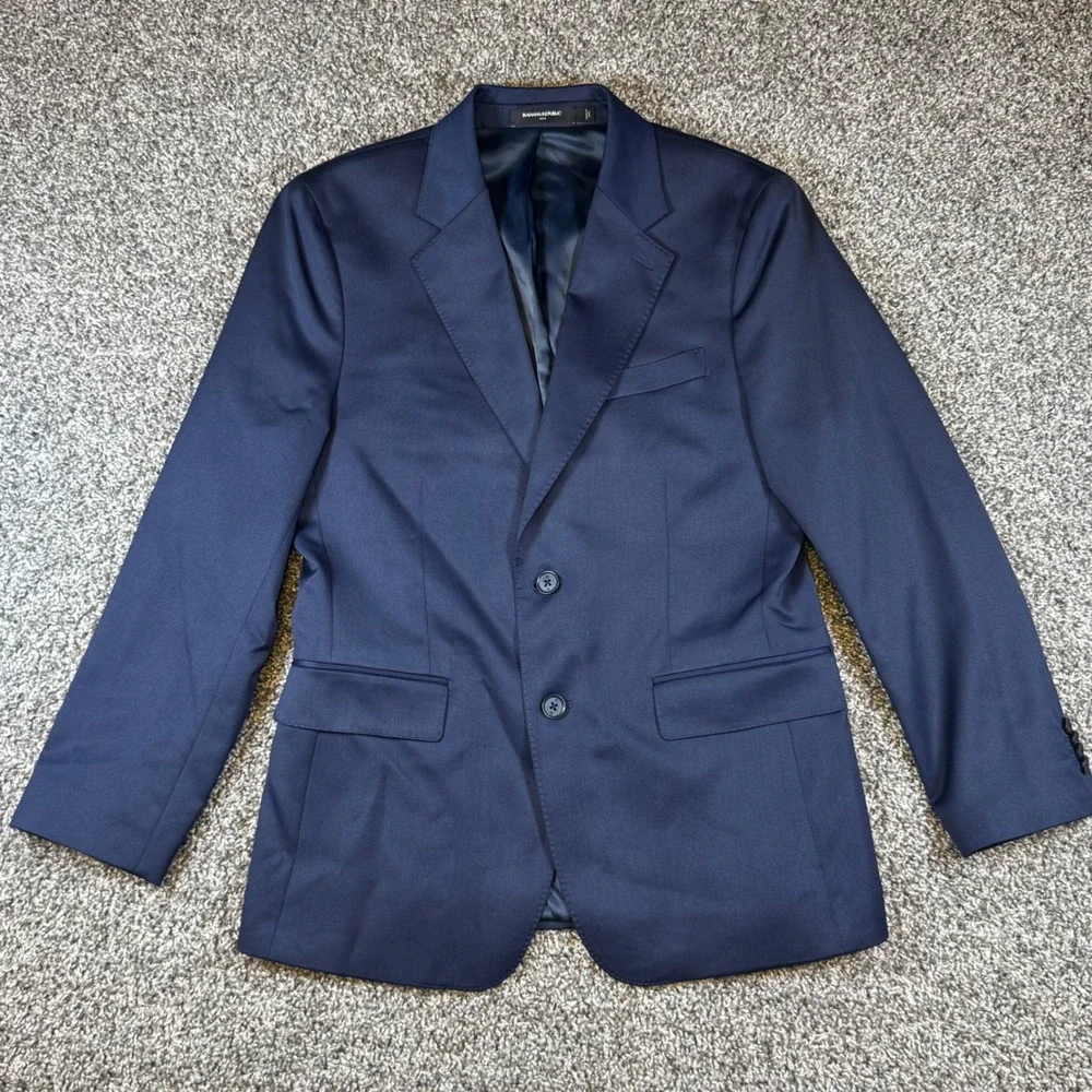 Banana Republic Blazer Mens 38R Navy Blue 2-Button Double Vent Jacket Satin